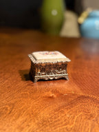 Antique Music Box with Hand-Painted Porcelain Lid and Ornate Metalwork, c. 1890–1915