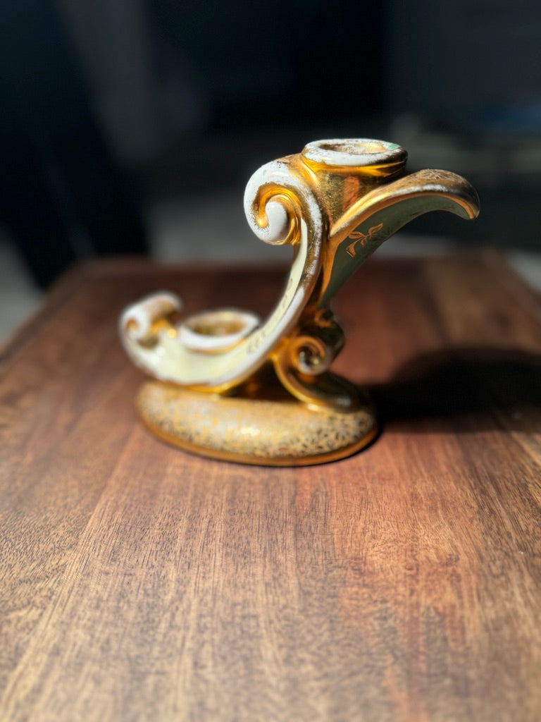 Gilt Rococo Scroll Double Candleholder, c. Early-to-Mid 20th Century