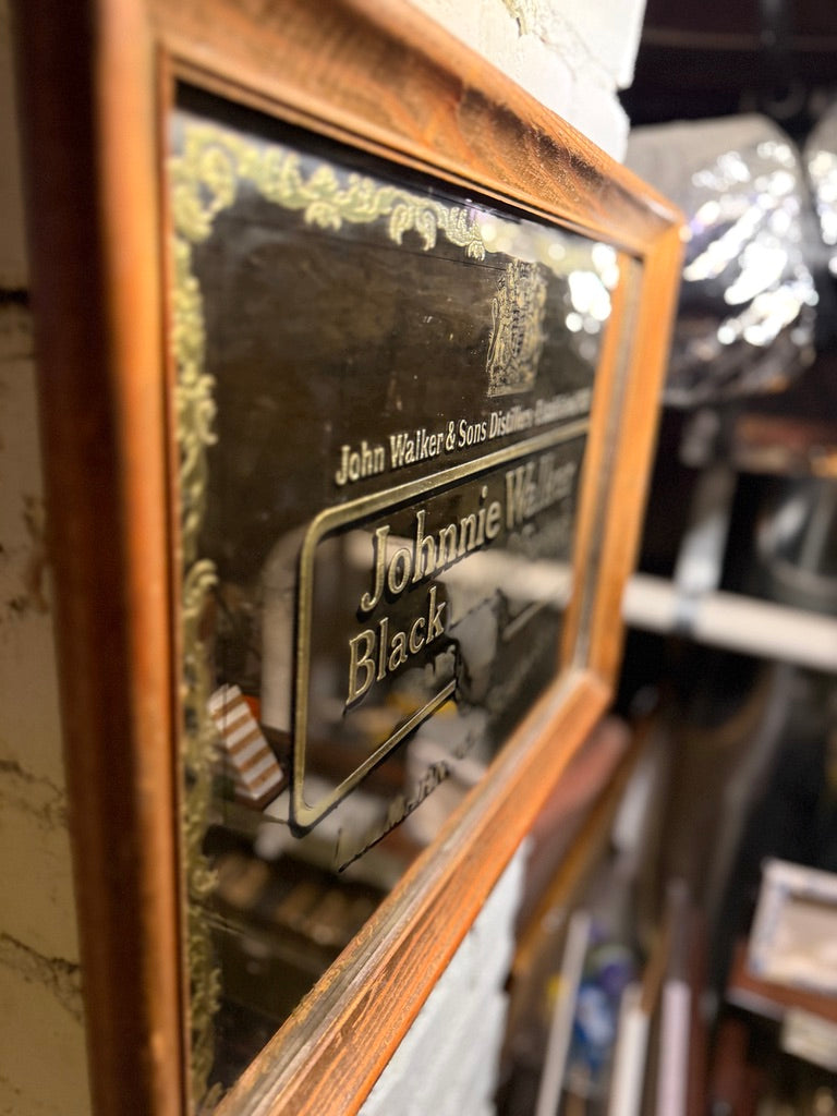 Vintage Johnnie Walker Black Label Bar Mirror | Mid-Century (c.1950–1965)