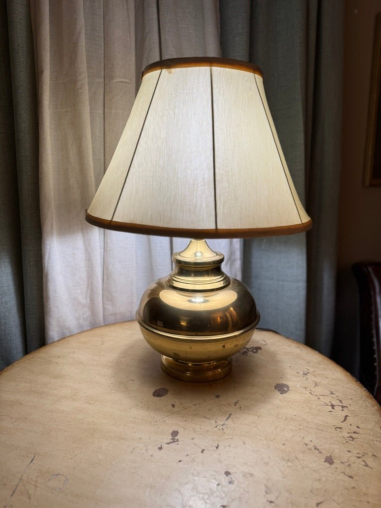Mid-Century Stiffel Brass Table Lamp c.1960 – Polished Spun Brass Baluster Base with Parchment Shade