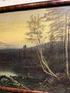 Antique American Tonalist Landscape Print with Deer c.1895–1915