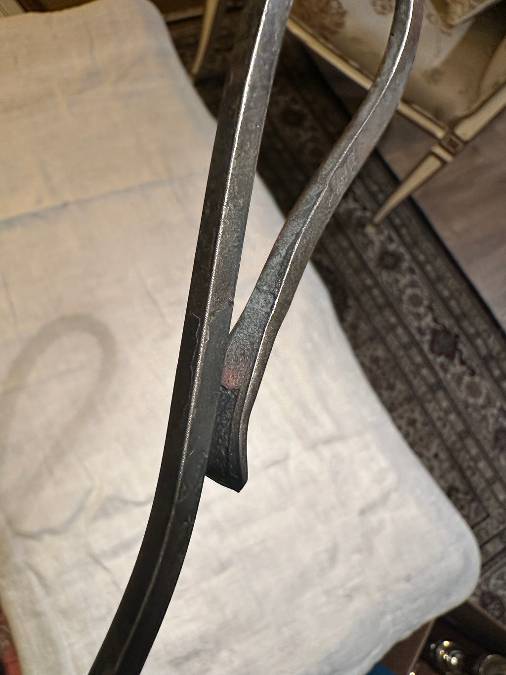 Vintage Hand-Forged Iron Candle Snuffer with Calla Lily Cone, c. 1930s–1950s