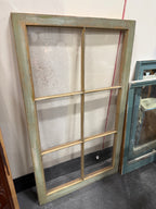 Salvaged Six-Light Wood Window Sash, Weathered Sage Green Paint, American, c. 1900–1940