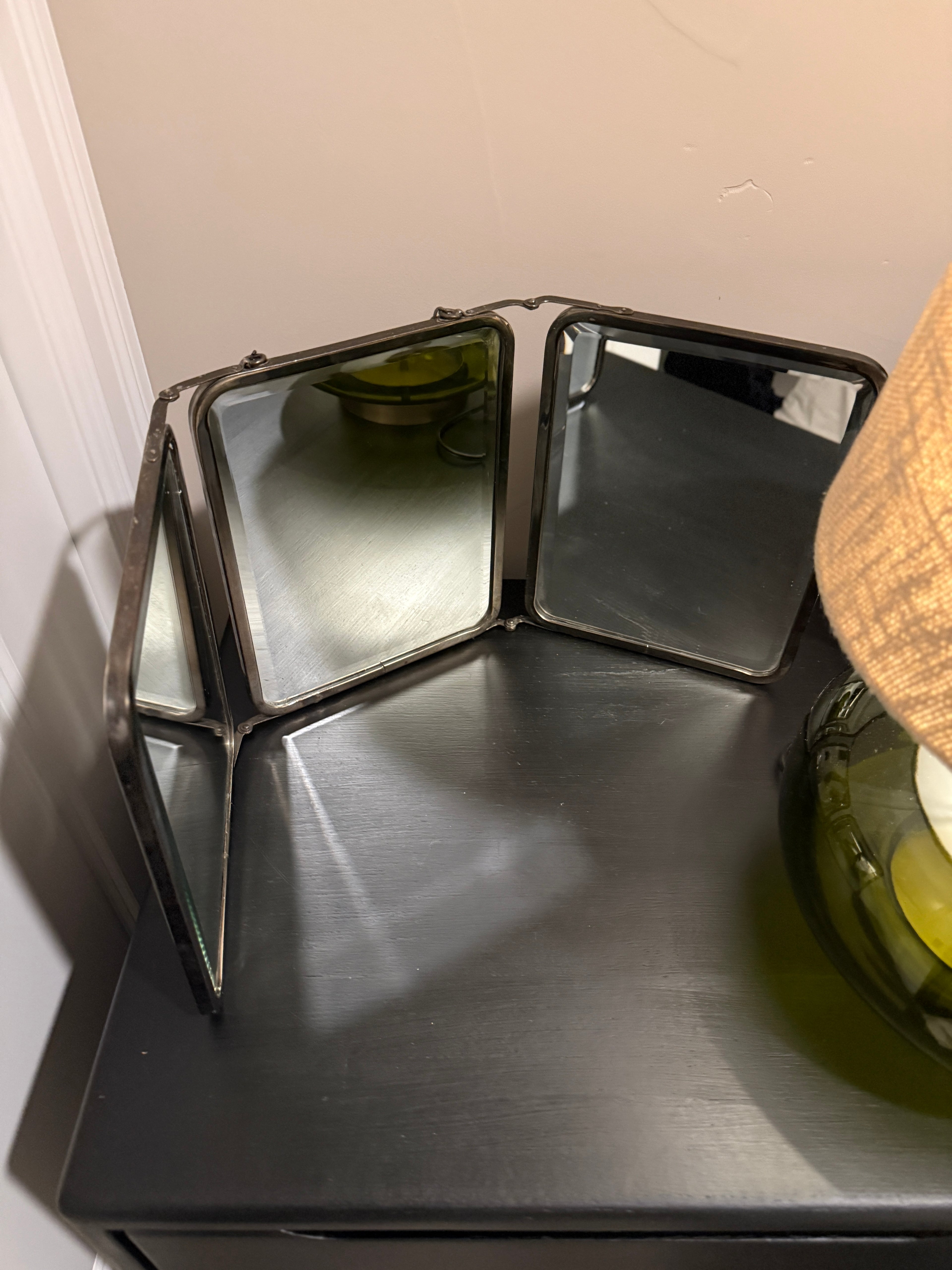c. 1930s Art Deco Tri-Fold Beveled Vanity Mirror