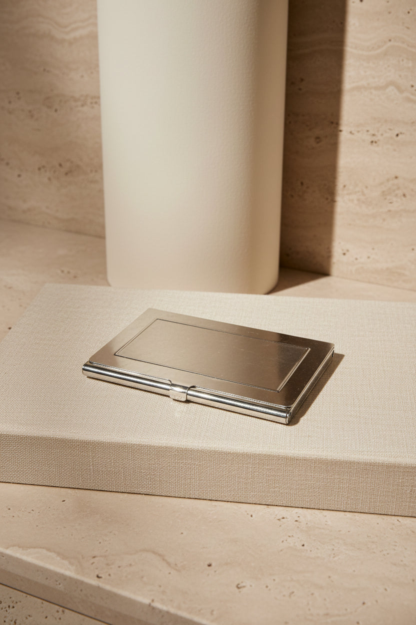 Vintage Silver-Tone Metal Card Case c. 1950s-1970s