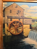 Early 20th-Century American Watermill Lithograph, c. 1905–1930 | Framed Pastoral Mill Scene