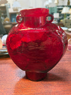 Ruby Crackle Glass Moon Flask, Chinese-Taste Applied Ring Handles, c. 1950–1970