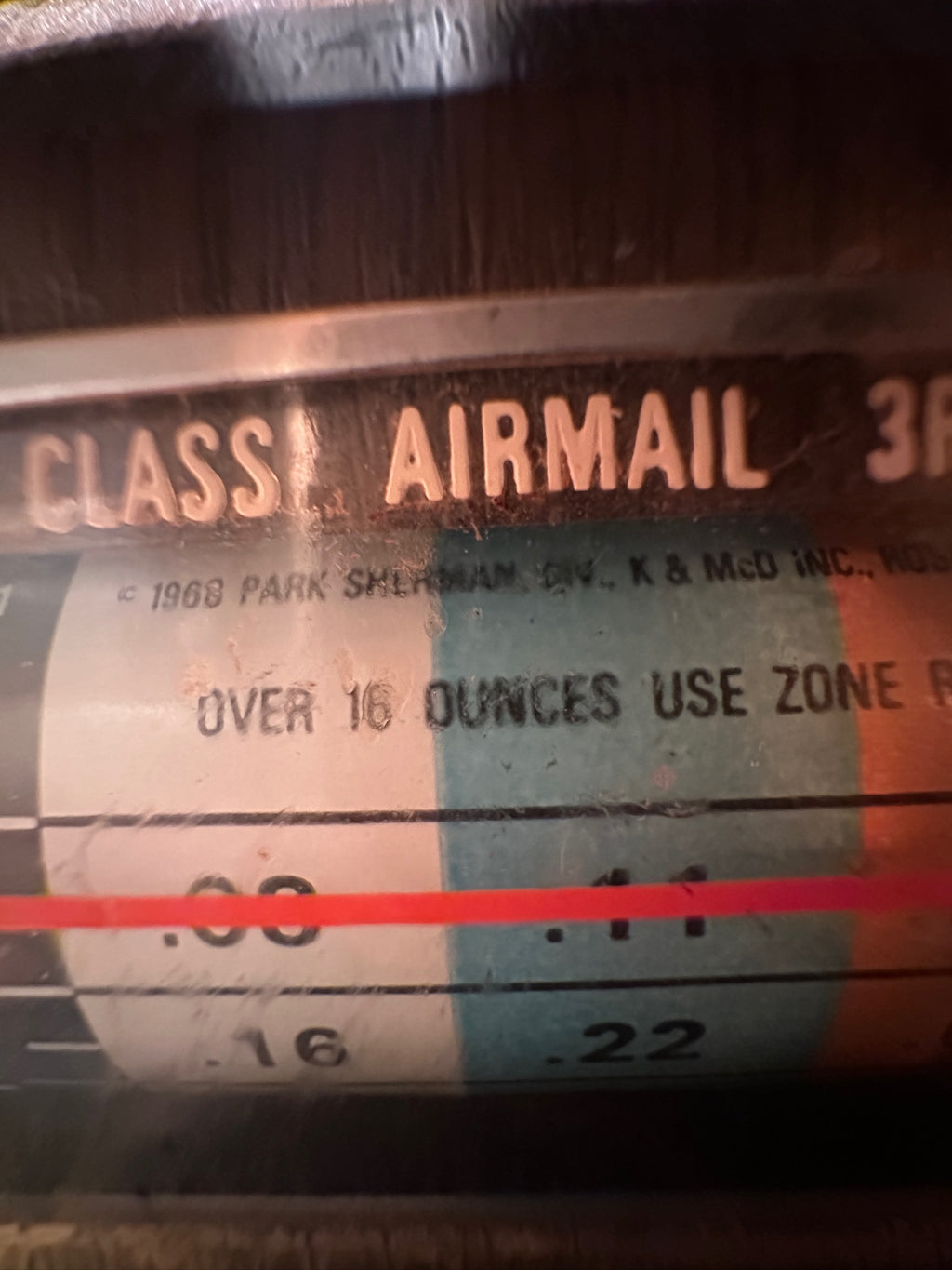 Park Sherman Postal Scale with 1968 Rates, c. 1960s