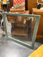 Salvaged Wood Window Sash, Chippy Green over White Paint with Original Glass, American, c. 1910–1940
