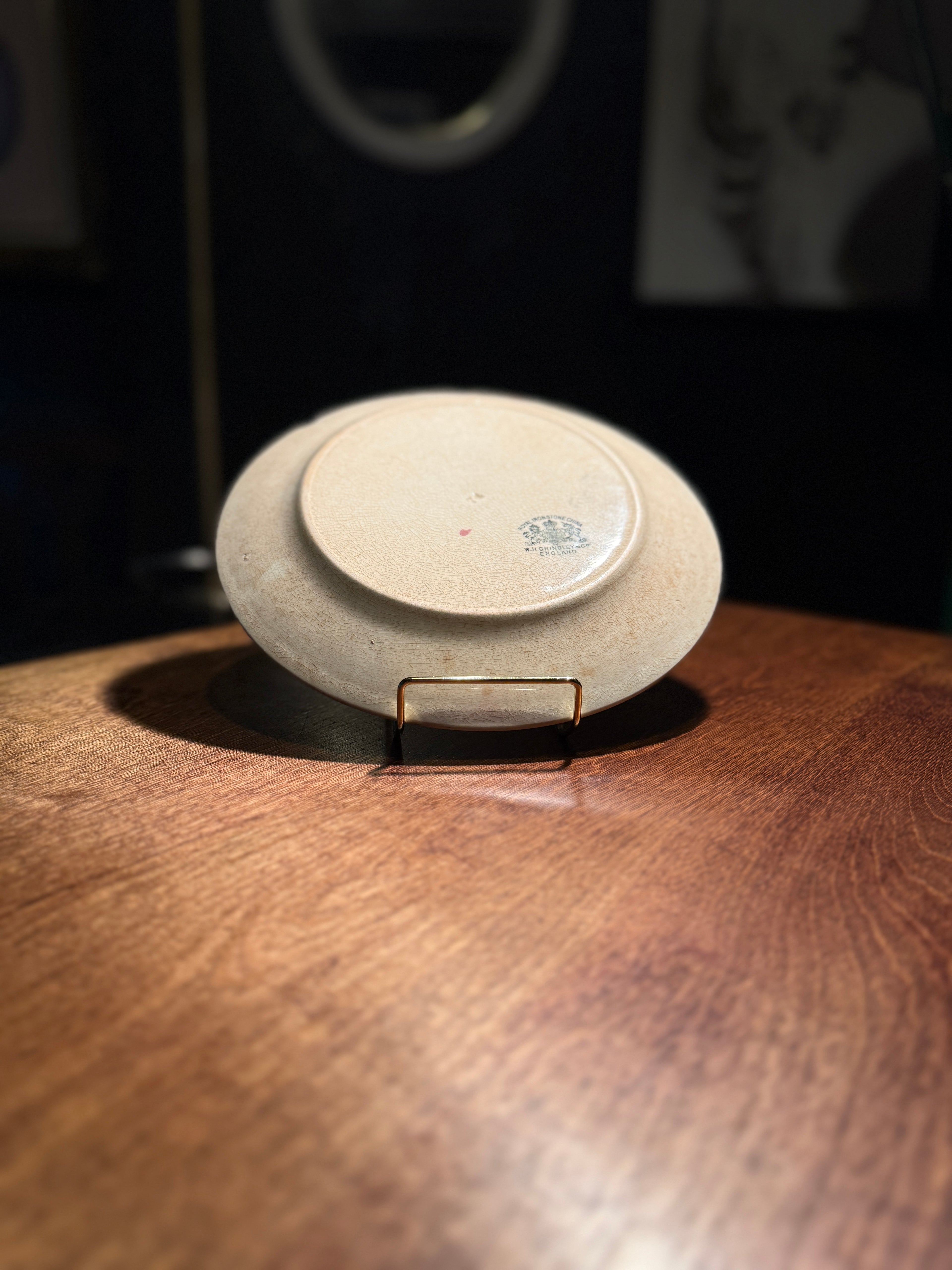 1890s W.H. Grindley Royal Ironstone Dinner Plate • English Victorian Brown Sprig Ironstone