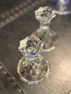 Fostoria American Clear Glass Candlesticks, Pair c. 1915