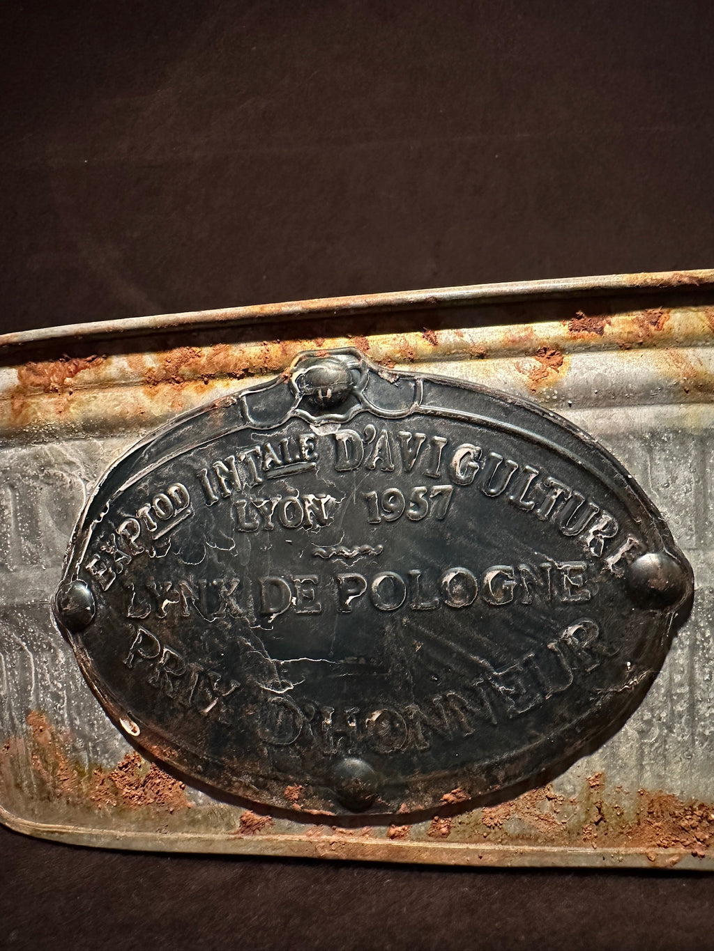 Vintage French Galvanized Metal Planter, Lyon Aviculture Prize d'Honneur 1957