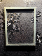 1930s–1940s Hand-Painted Cottage Frame in Weathered Blue-Green Patina