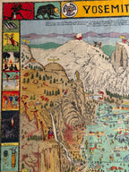 1931 Jo Mora Yosemite Pictorial Map – Vintage National Park Illustration | H.S. Crocker Print