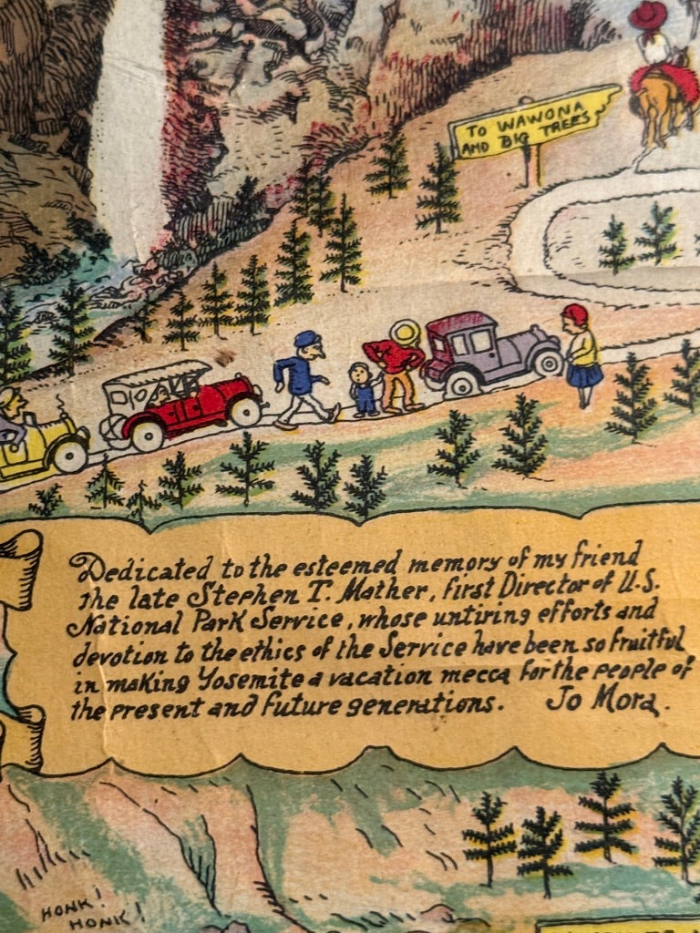 1931 Jo Mora Yosemite Pictorial Map – Vintage National Park Illustration | H.S. Crocker Print