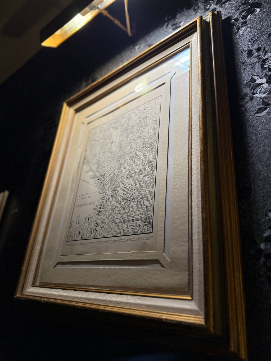 1939 Collier’s Atlas Map of Central Seattle – Antique Framed Original Print