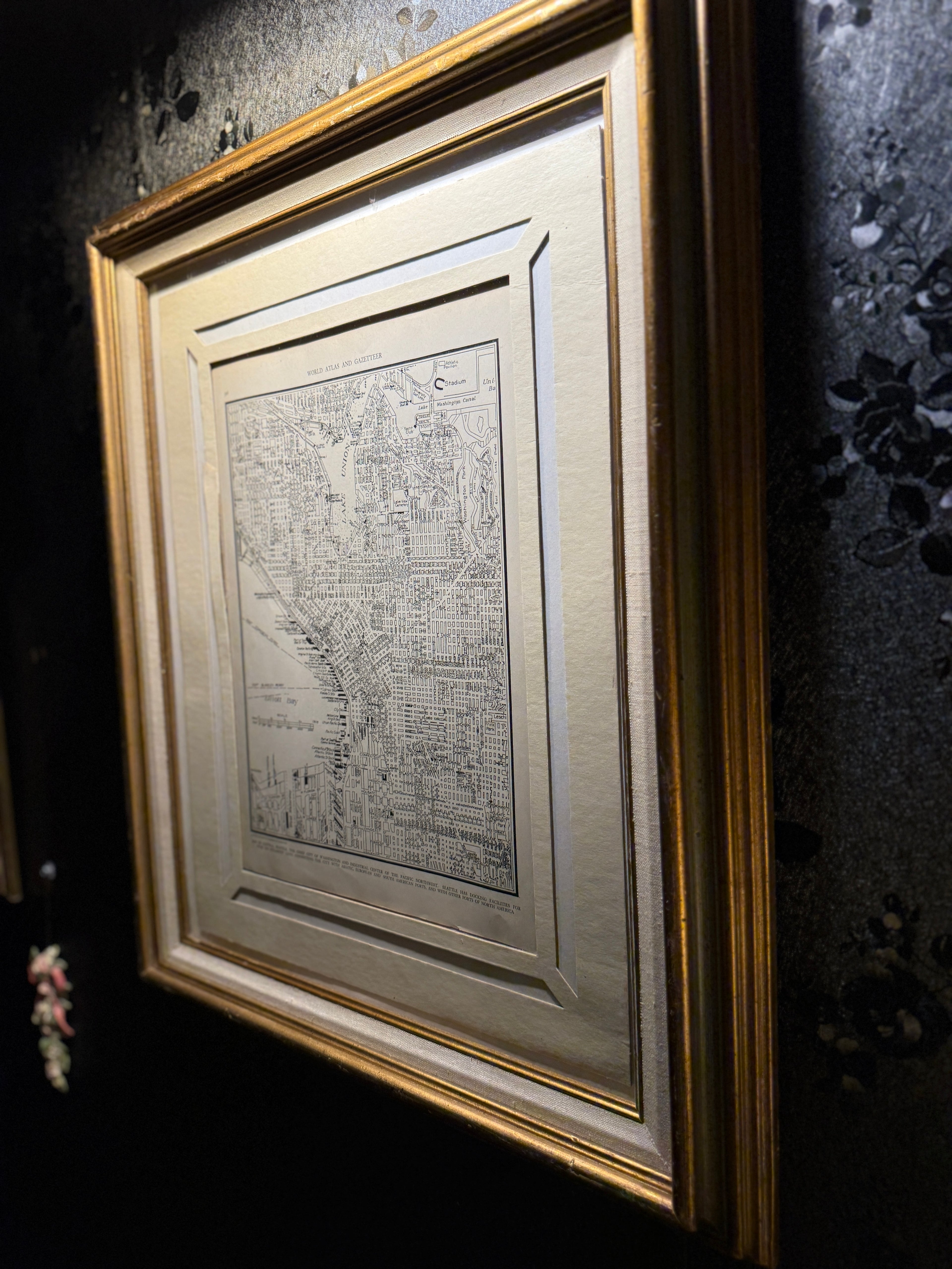 1939 Collier’s Atlas Map of Central Seattle – Antique Framed Original Print