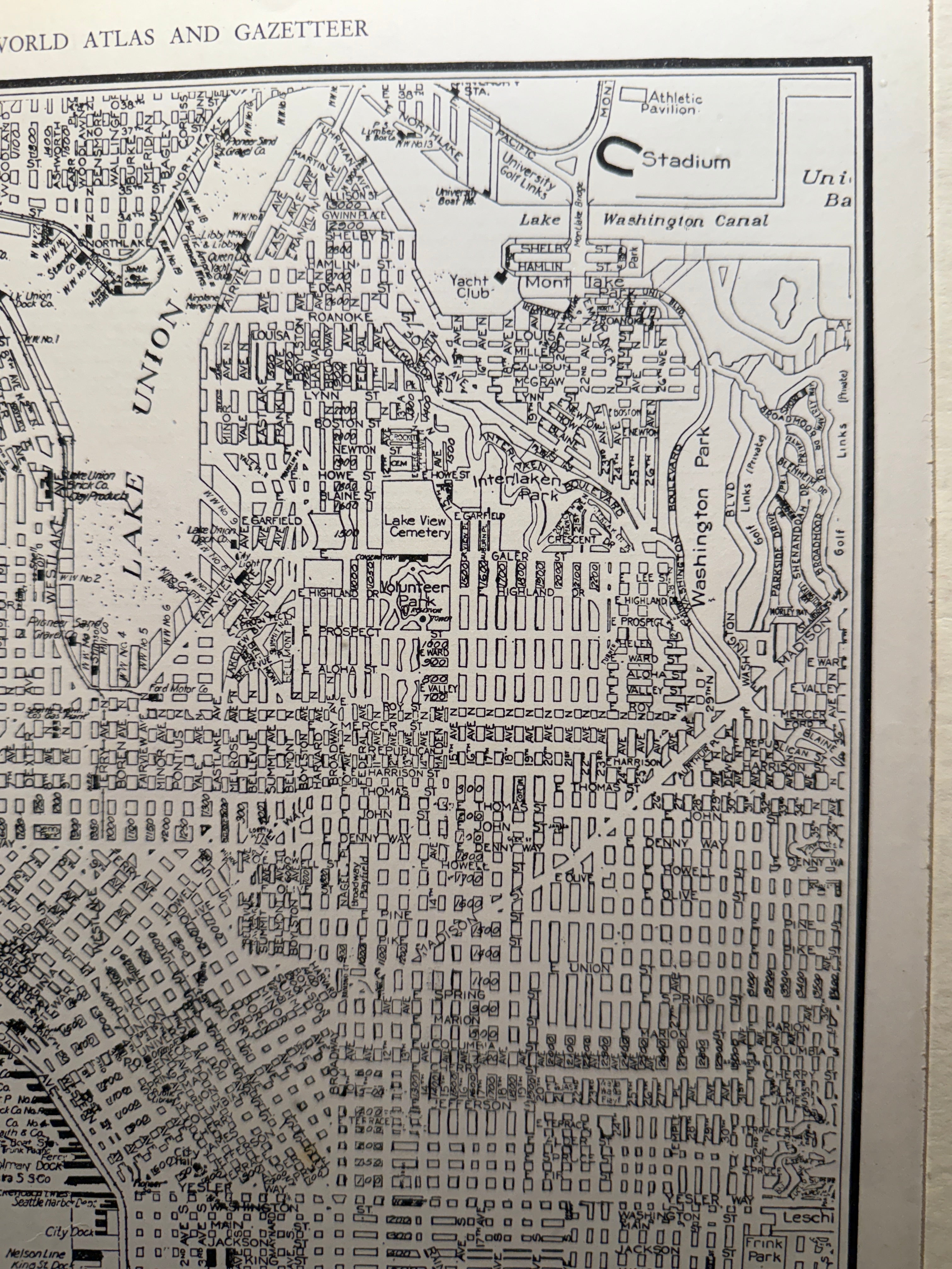 1939 Collier’s Atlas Map of Central Seattle – Antique Framed Original Print