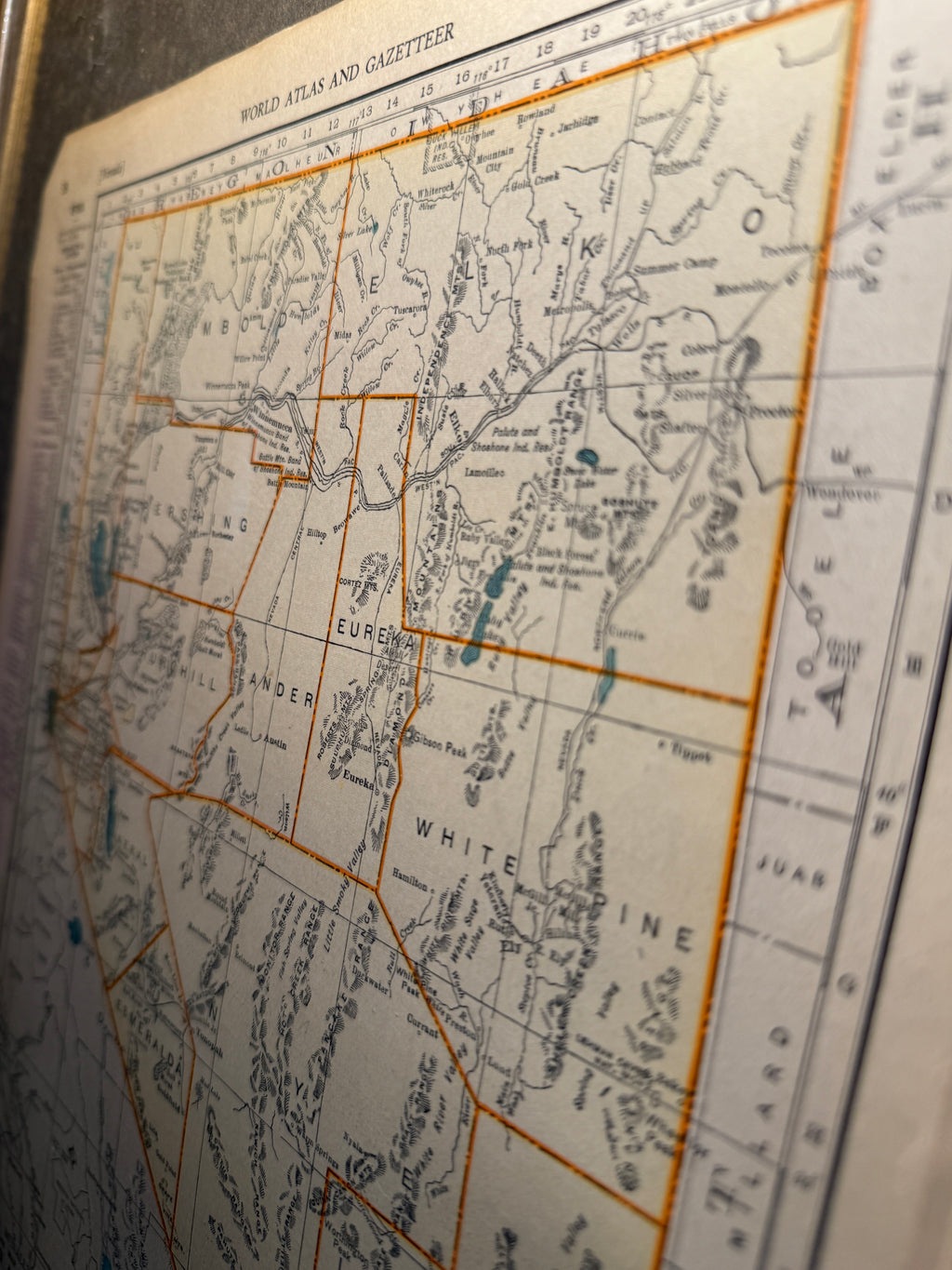 1939 Nevada State Map from Collier’s World Atlas, Gilt Framed