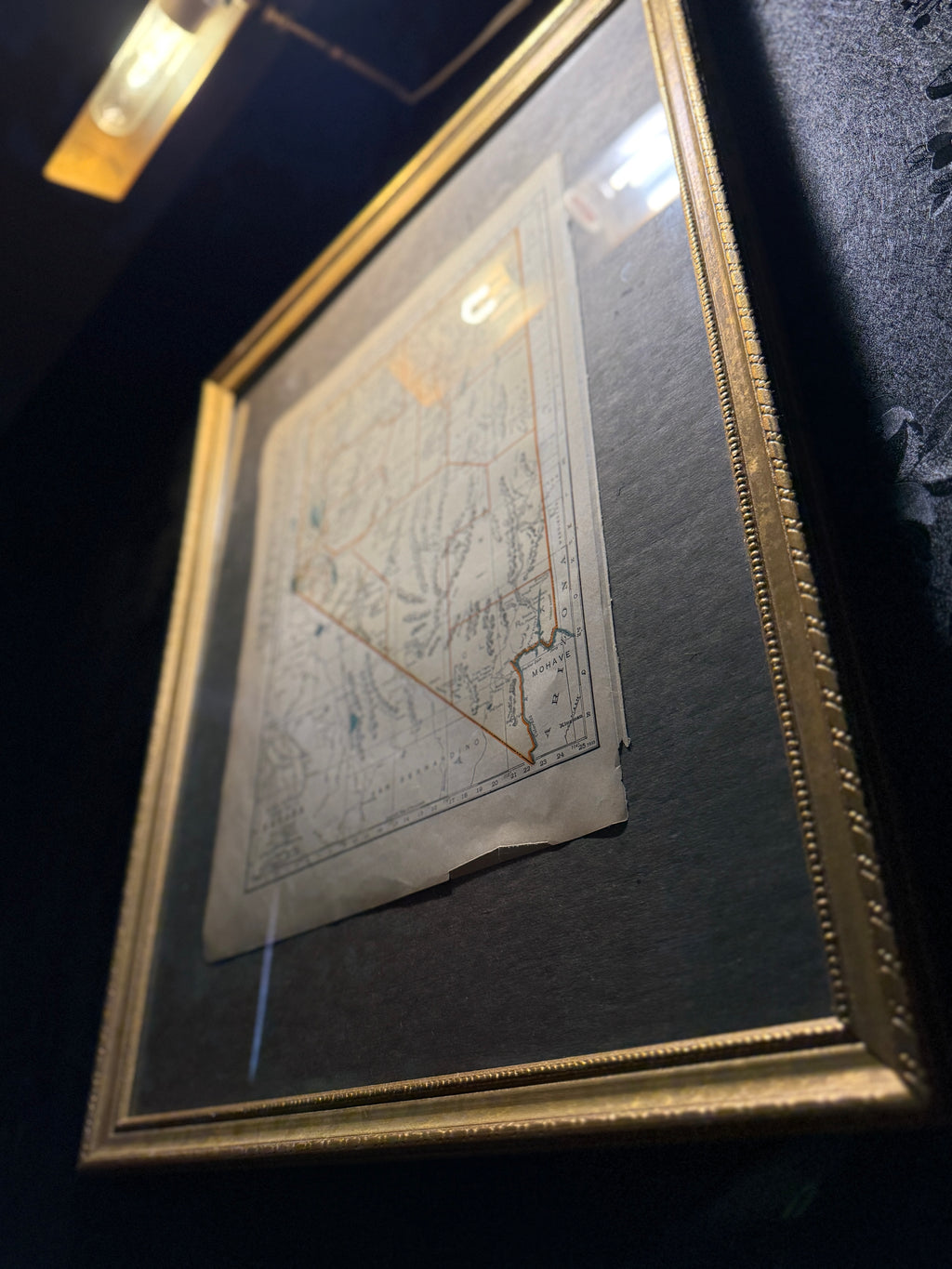 1939 Nevada State Map from Collier’s World Atlas, Gilt Framed