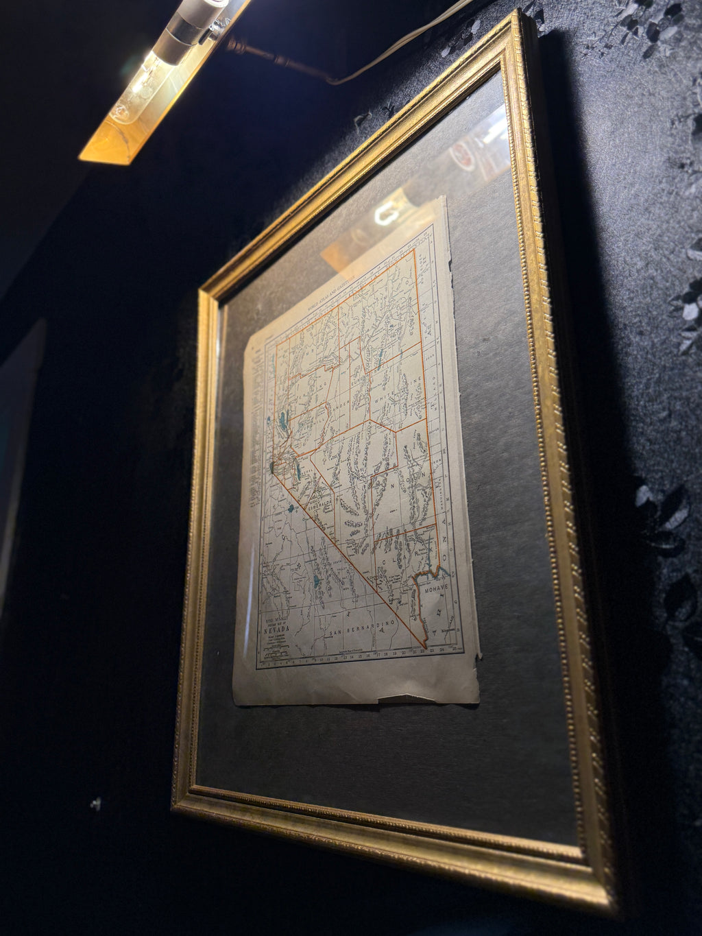 1939 Nevada State Map from Collier’s World Atlas, Gilt Framed