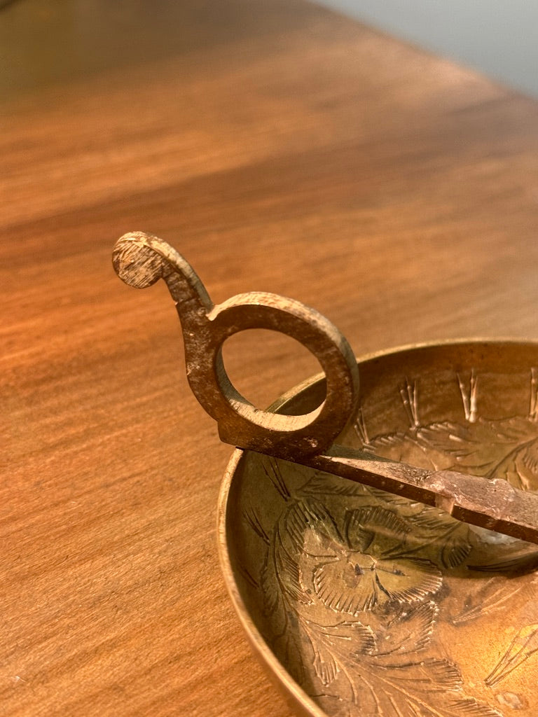 Antique Brass Chamberstick Candle Holder with Floral Engravings – Reno, NV Antiques