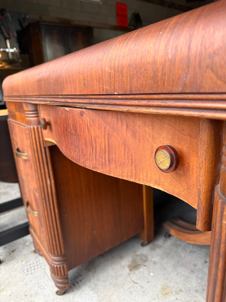 Art Deco Waterfall Pedestal Desk c. 1930s–1940s