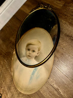 Antique Oval Child Portrait c. 1900 | Pastel & Pencil on Paper | Viridian Eclection