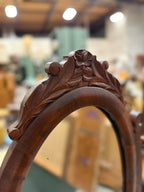Rococo Revival Shaving Mirror, Carved Rose Crest and Flame Mahogany Case, American, c. 1850–1875