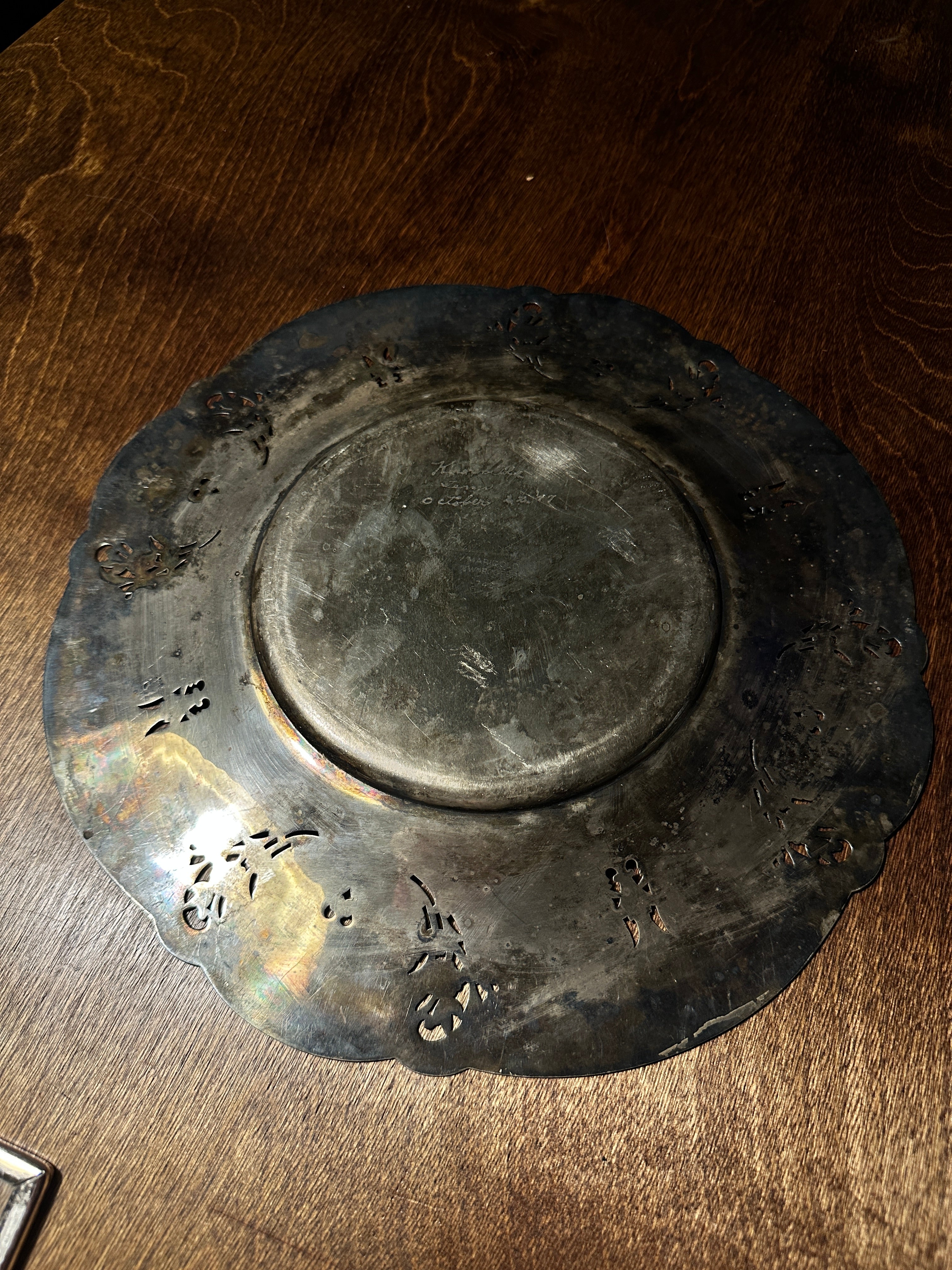 1947 Wm. Rogers Marigold Silverplate Presentation Platter, Knoxville Tennessee