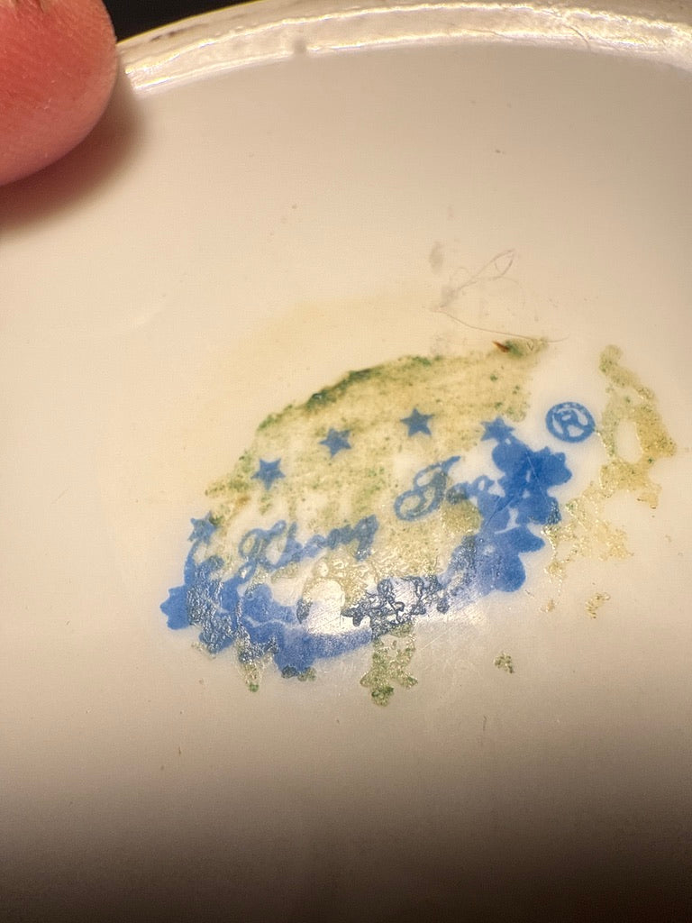 Vintage Hong Soo “Made in Japan” Porcelain Teapot, Blue & White Floral Design (c 1950s)