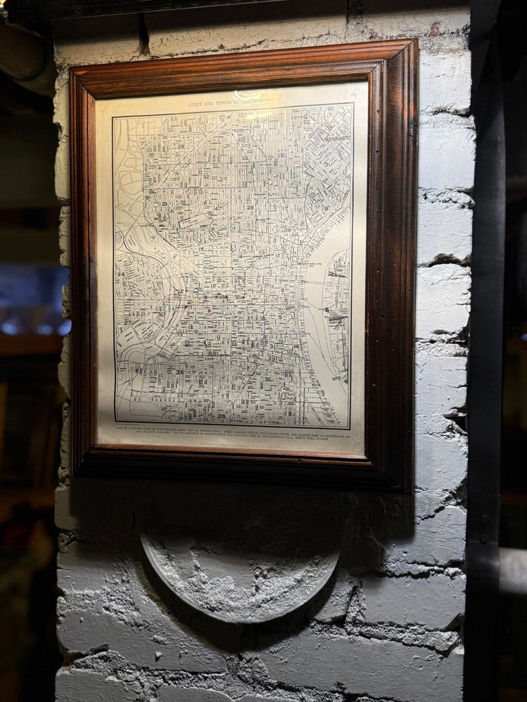 1939 Collier’s Map of Philadelphia | Framed City Map in Antique Wood Frame