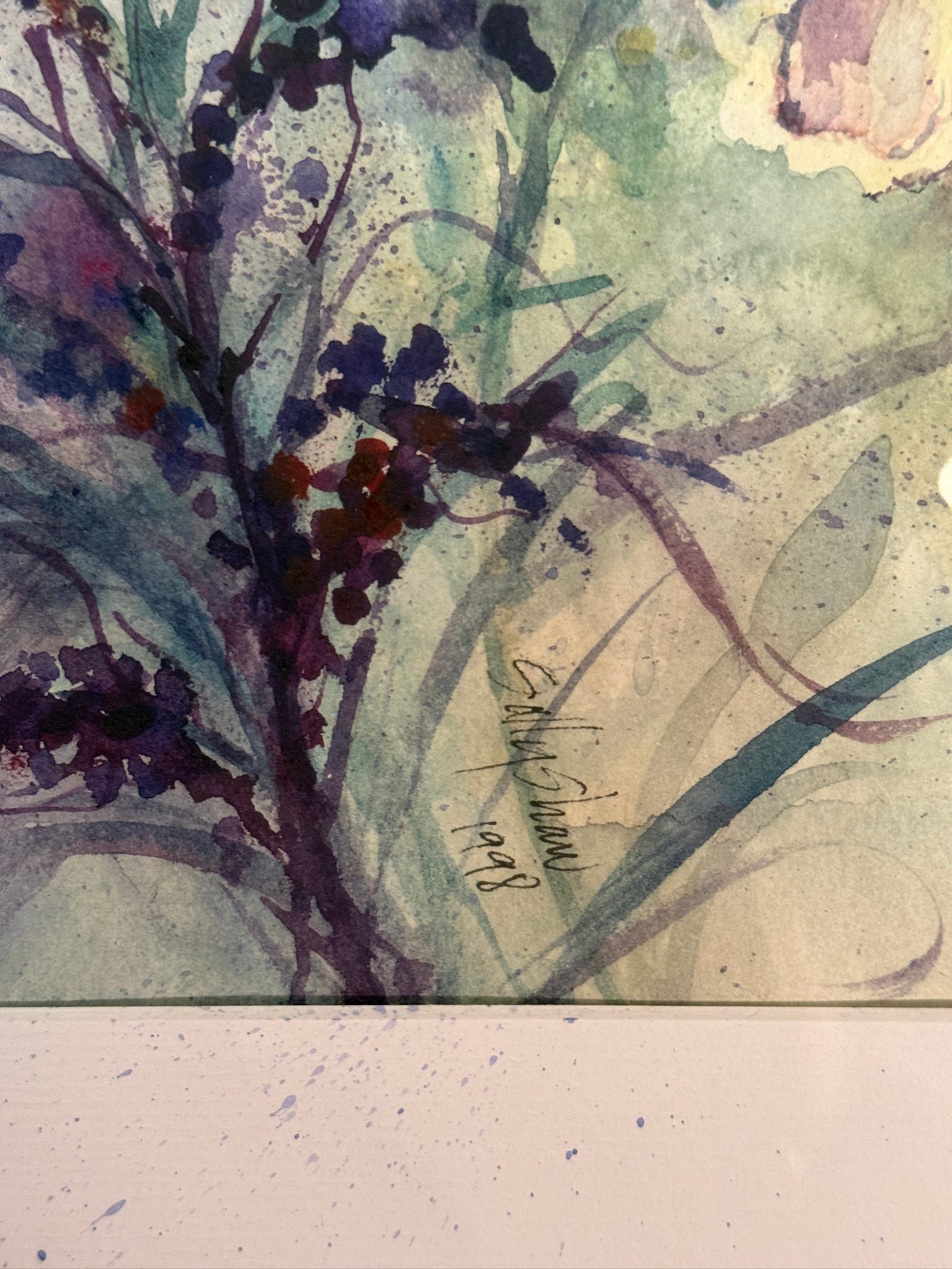 Original Watercolor by Sally Shaw (1998) Reno Artist Floral Painting