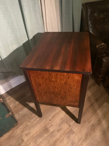 Early 20th-Century Sliding Door Cabinet (c. 1920s–1930s) | Black & Walnut Wood Cabinet | Hinchman Collective