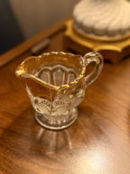 Gold-Trimmed Pressed Glass Creamer, Arched Panels on a Stippled Ground, c. 1895–1915