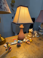 Reeded Porcelain Urn Boudoir Lamp on Marble Plinth with Lavender Silk Shade, c. 1935–1950