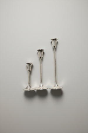 Vintage Graduated Brass Candlestick Trio, Mid-to-Late 20th Century