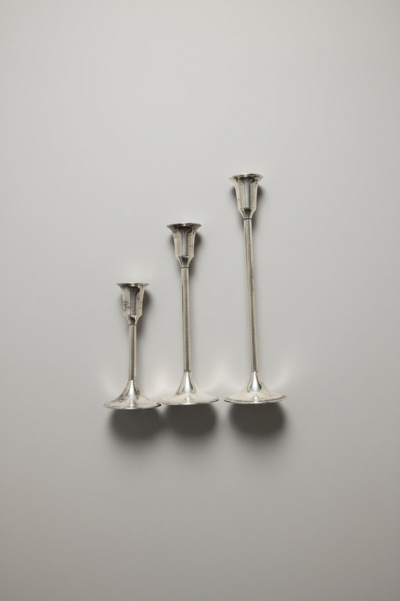 Vintage Graduated Brass Candlestick Trio, Mid-to-Late 20th Century