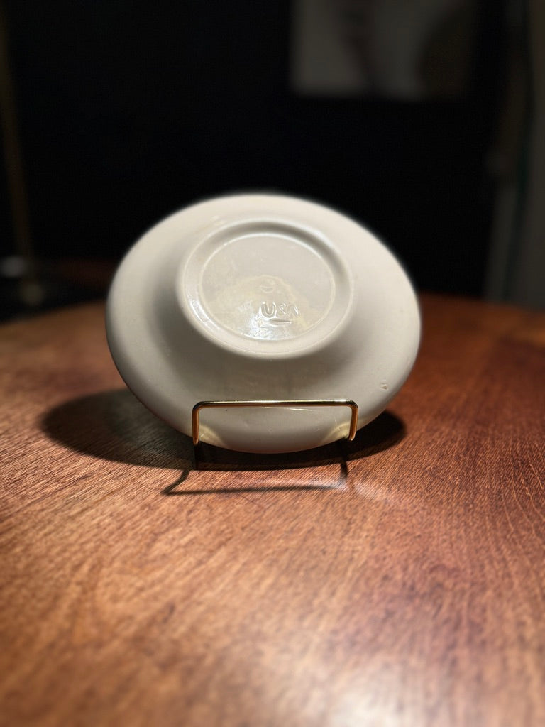 Mid-Century American Black Transferware Plate & Saucer Set | 1940s–50s USA Ironstone (3 Piece)