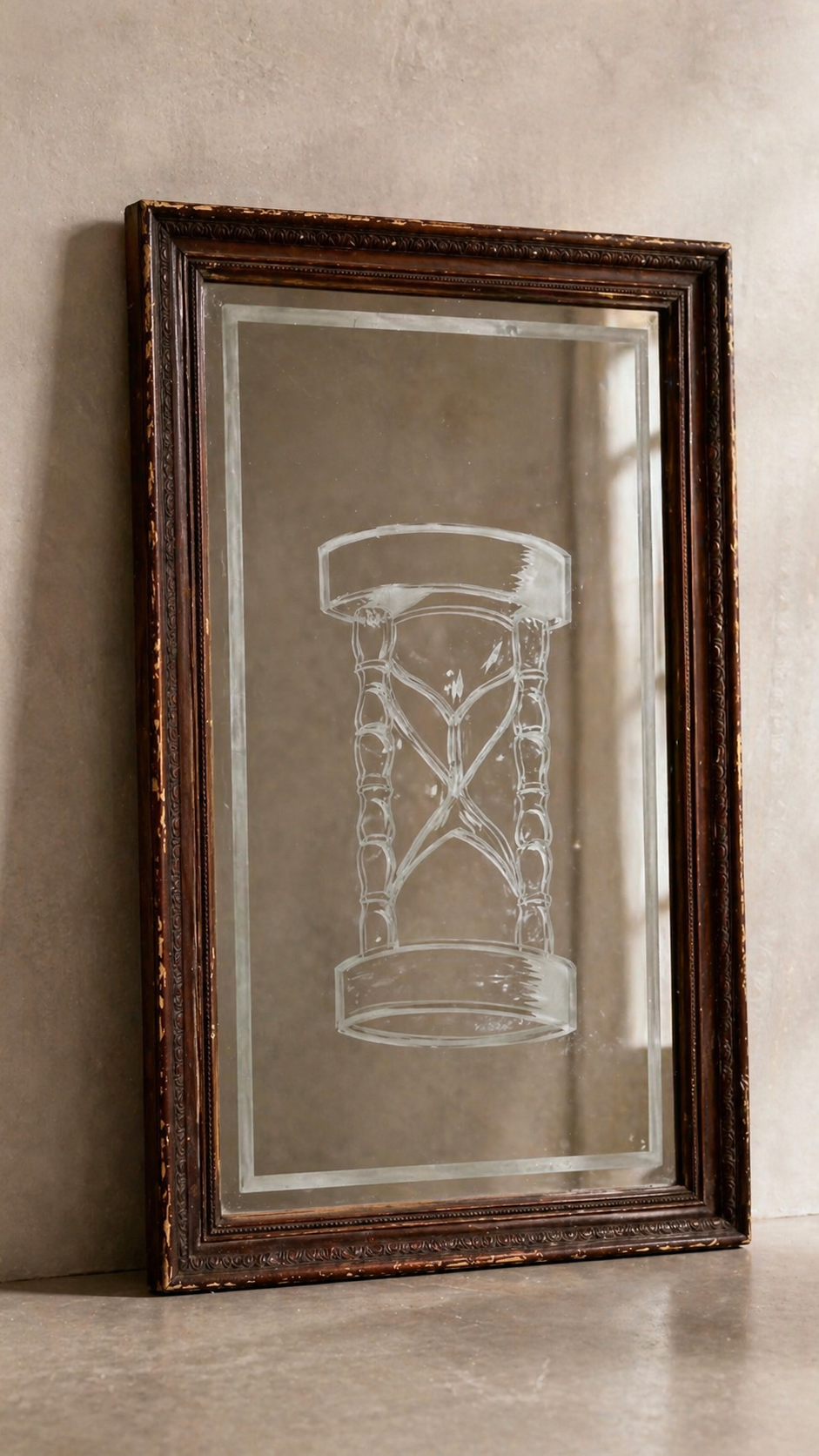 Vintage Etched Wall Mirror c. 1950s