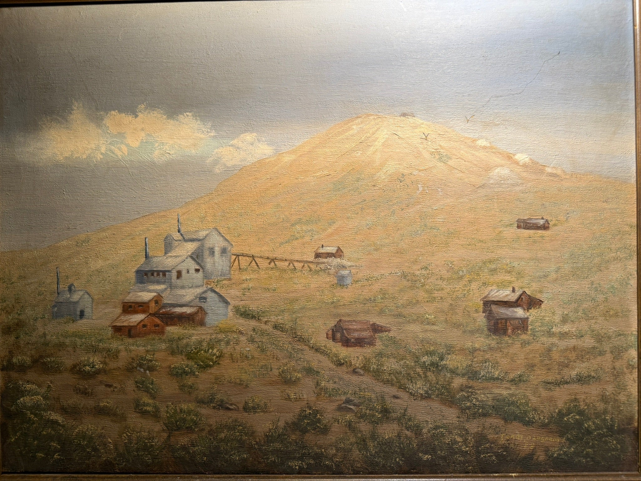 Terry Daugherty High Desert Settlement Landscape (1988) | Signed Oil Painting