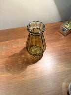 c. 1970s Olive Faceted Glass Mid-Century Vase