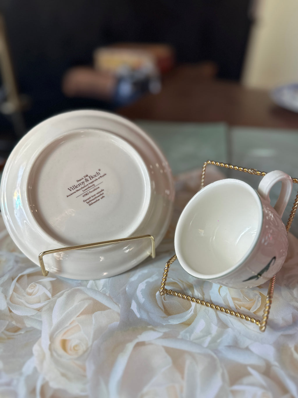Villeroy & Boch Vitro-Porcelaine Cup & Saucer, Late 20th Century