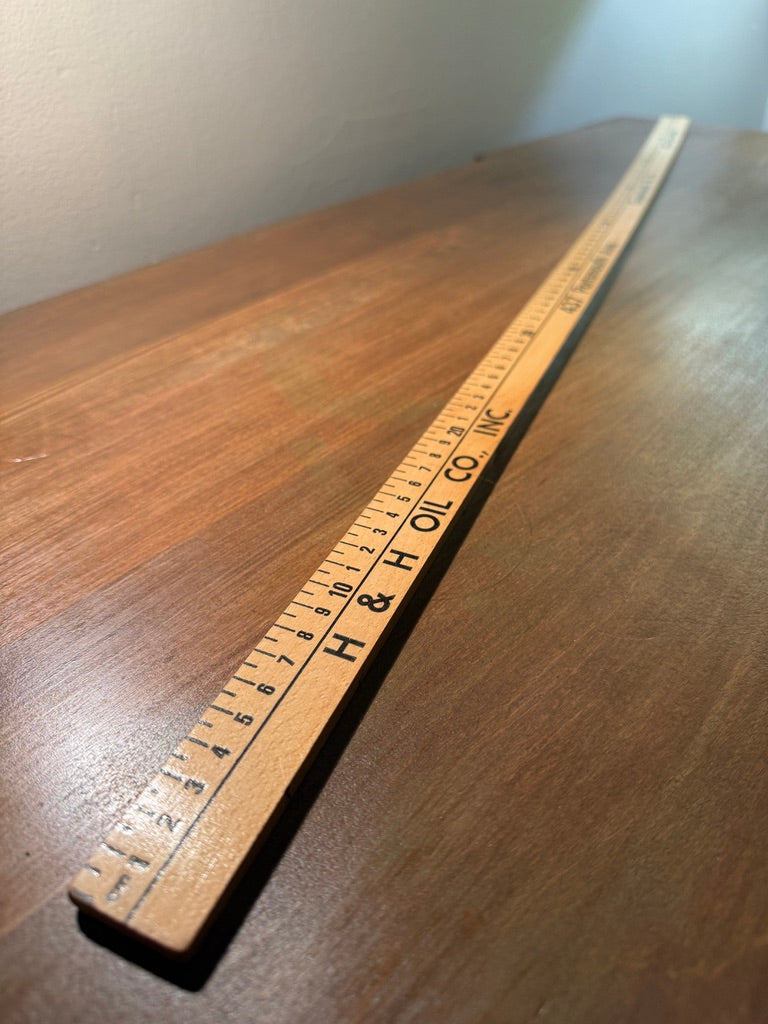 Mid-Century H. H. Oil Co. Advertising Wooden Yardstick | Greenland, New Hampshire, c. 1940s–1950s