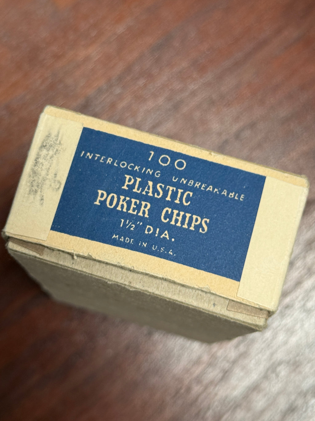c. 1950s Blue Box Plastic Poker Chips