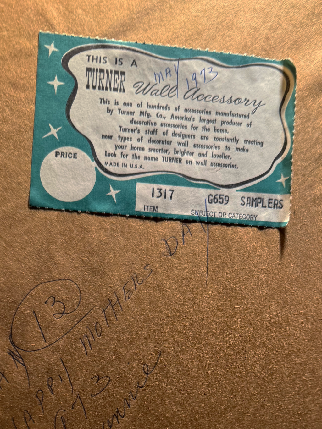 The Year’s at the Spring, Turner Manufacturing Co., Robert Browning Verse Sampler, Framed Textile Wall Accessory, 1973