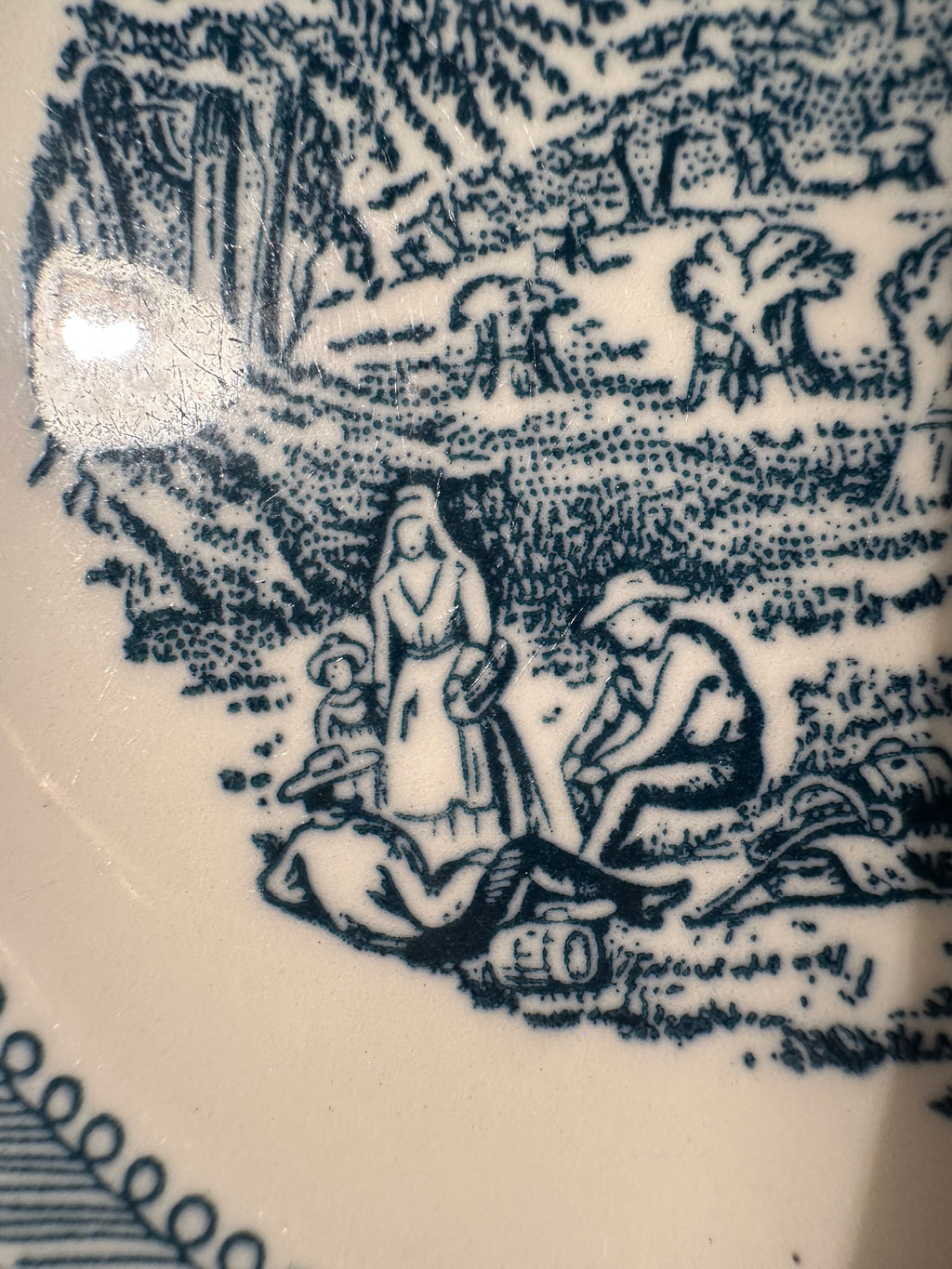 Royal China “Harvest” Blue Underglaze Transferware Plate, c. 1952