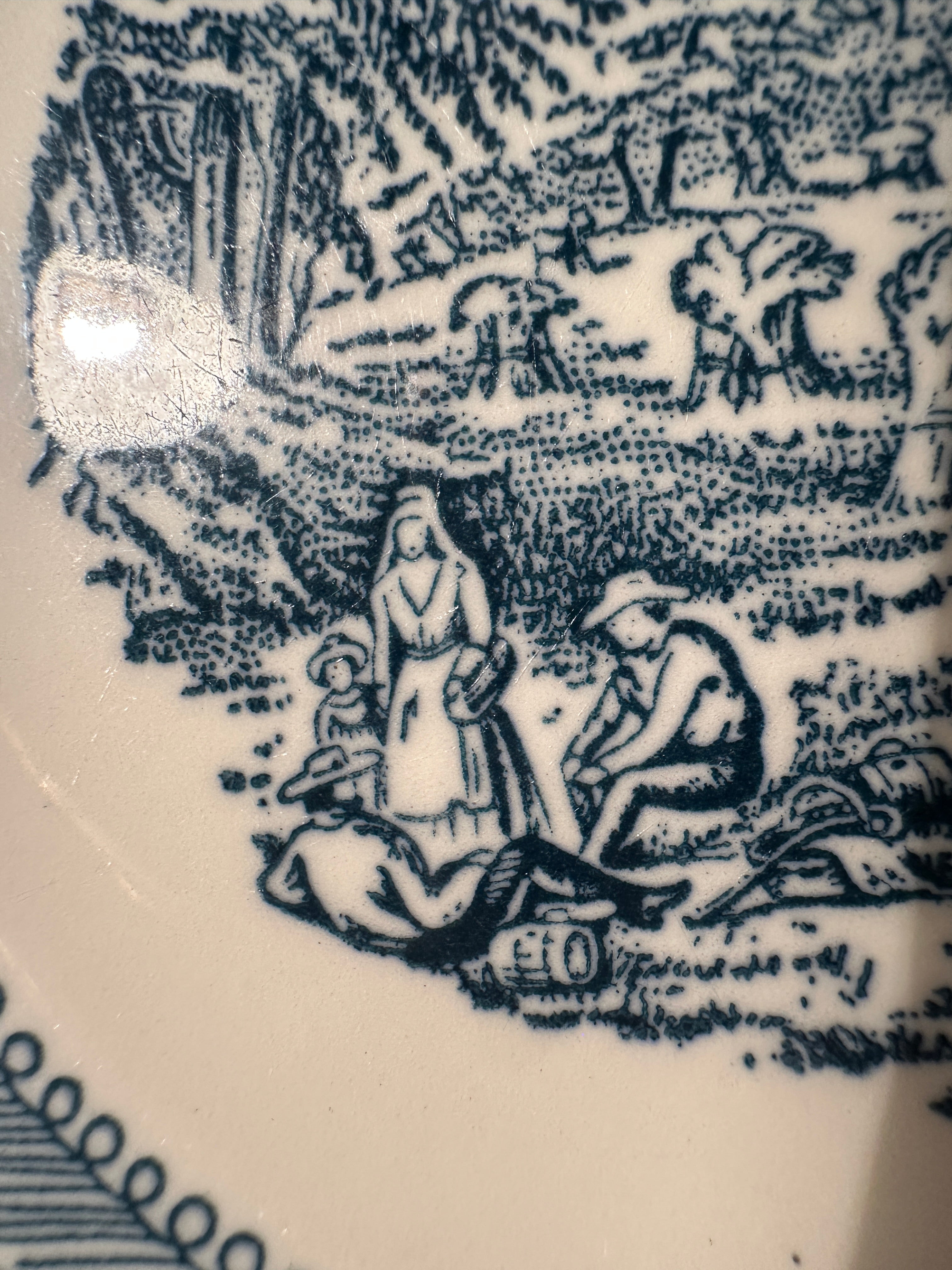 Royal China “Harvest” Blue Underglaze Transferware Plate, c. 1952