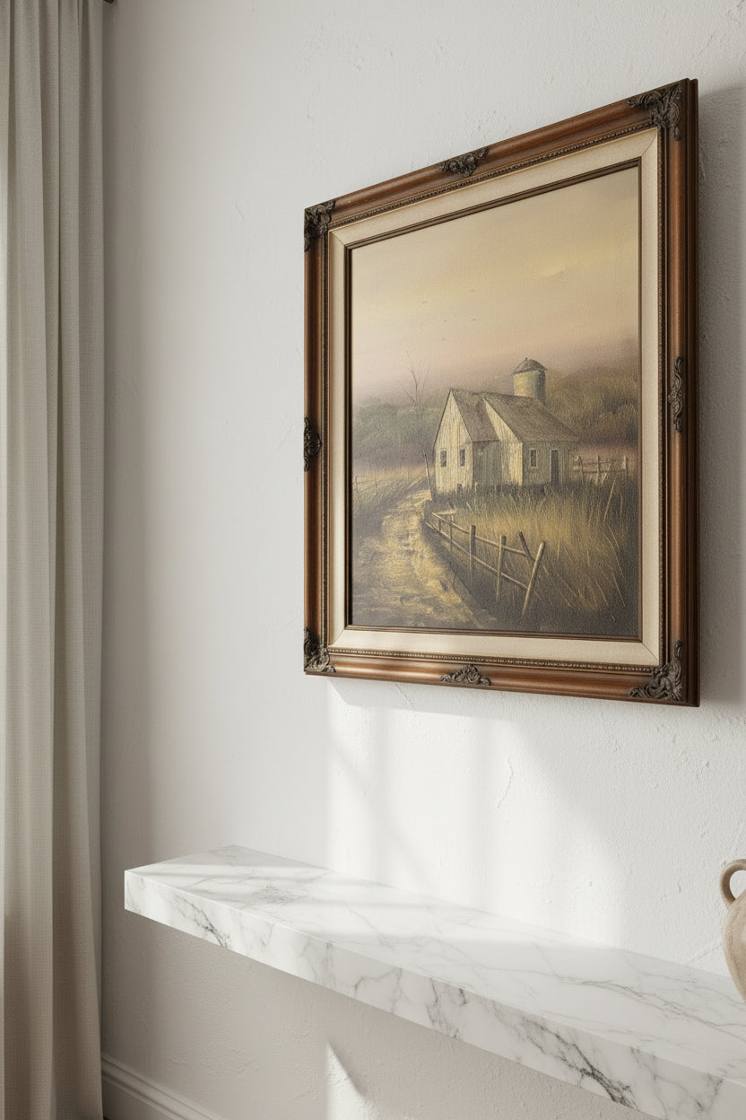 William Newport Signed Oklahoma Farmhouse Oil Painting, c. 1920s–1940s