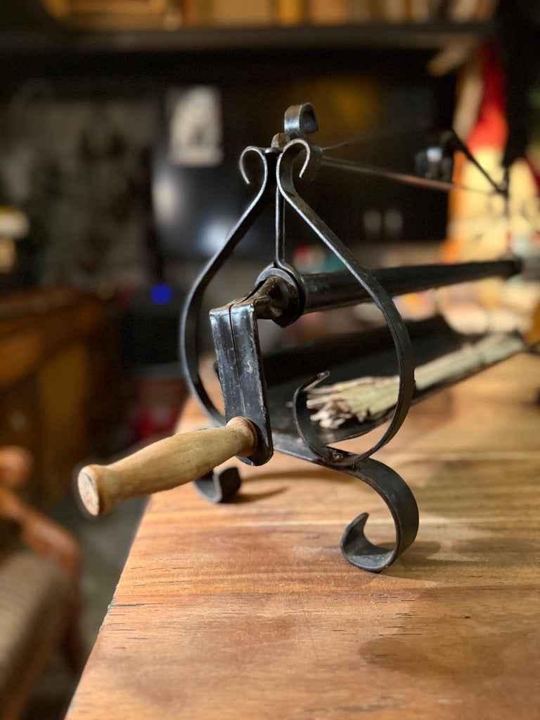 Antique Forged Iron Newspaper Roller – Early 1900s Fire Twister Tool